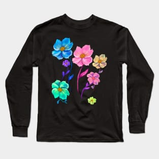 Flowers colorful pastel colourful spring time flower aesthetic for Nature lovers and Gardeners Long Sleeve T-Shirt